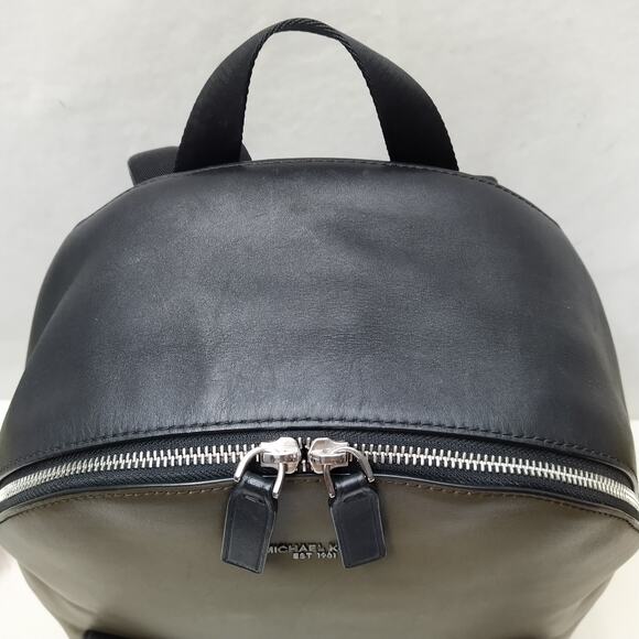 Michael Kors Olive Green Leather Zipper Closure Top Handle Backpack - Picture 7 of 16